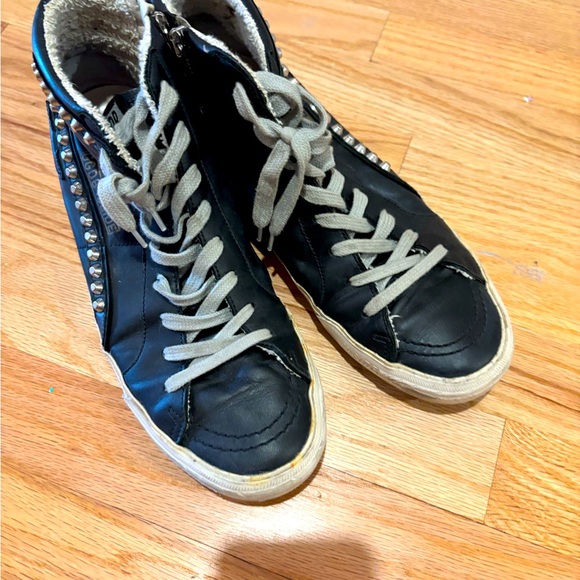 Golden Goose Black High-Top Sneakers with Studded Detail - Picture 1 of 9